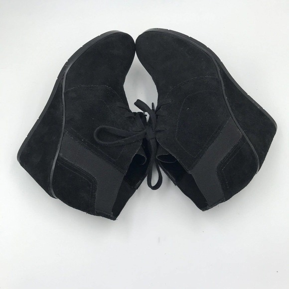Franco Sarto Booties Size 8.5M Black Suede Armelle Ankle Lace Up Wedge - Picture 8 of 12